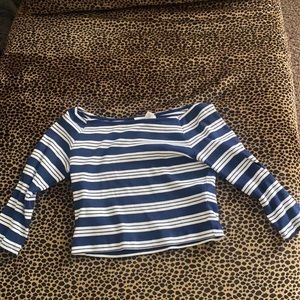 navy white off the shoulder top